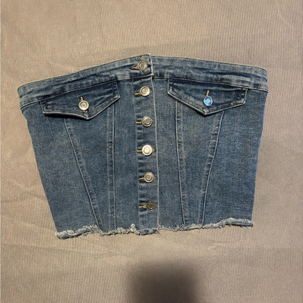 Denim Button-Up Corset Top
